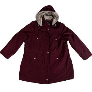 NAUTICA Coat Women's L/S Quilted Hooded Toggled Polyester Parka Red(Maroon) 1X